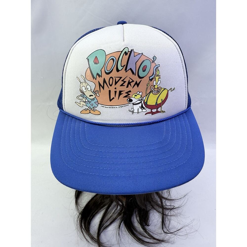 Rocko’s Modern Life Trucker Hat Y2K Blue And White Snap Back